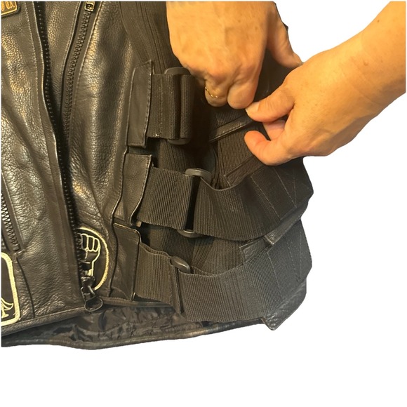 SWAT Men Bullet Proof style Leather Motorcycle Vest Wilson Leather Size 2XL VTG - Picture 5 of 13